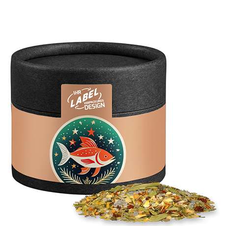 Weihnachts Gewürzmischung Fisch, ca. 20g, Biologisch abbaubare Eco Pappdose Mini schwarz