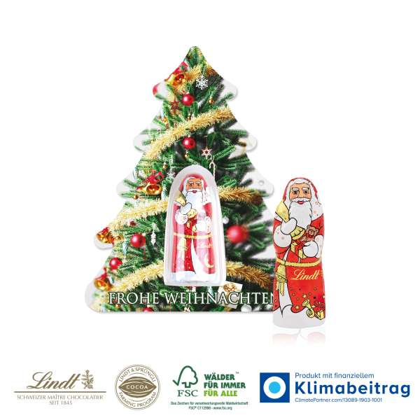 Schokokarte "Business" Weihnachtsbaum mit Lindt Weihnachtsmann