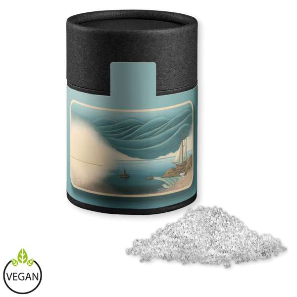 Fleur de Sel, ca. 65g, Kraftpapierdose Midi schwarz