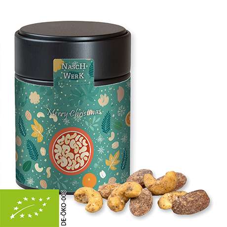 Bio Zimt-Mandel Vanille-Cashew Mix, ca. 100g, Metalldose Midi schwarz