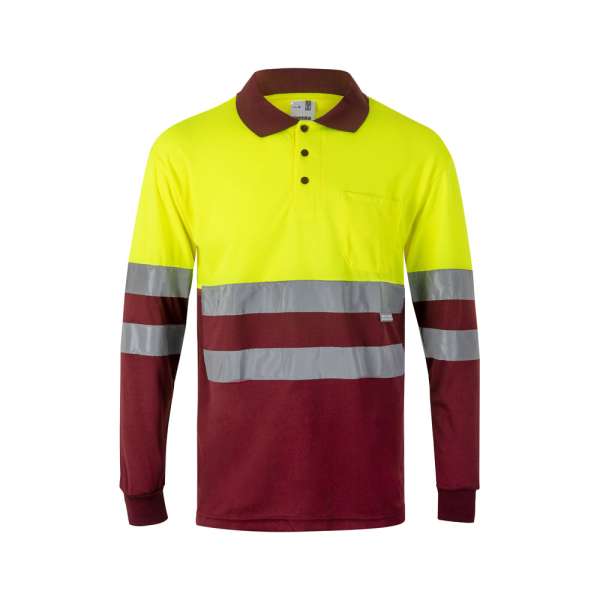 VL VULCAN LARGE Zweifarbiges Poloshirt im Bird-Eye-Design (160g / m²) mit langen Ärmeln, aus Polyest