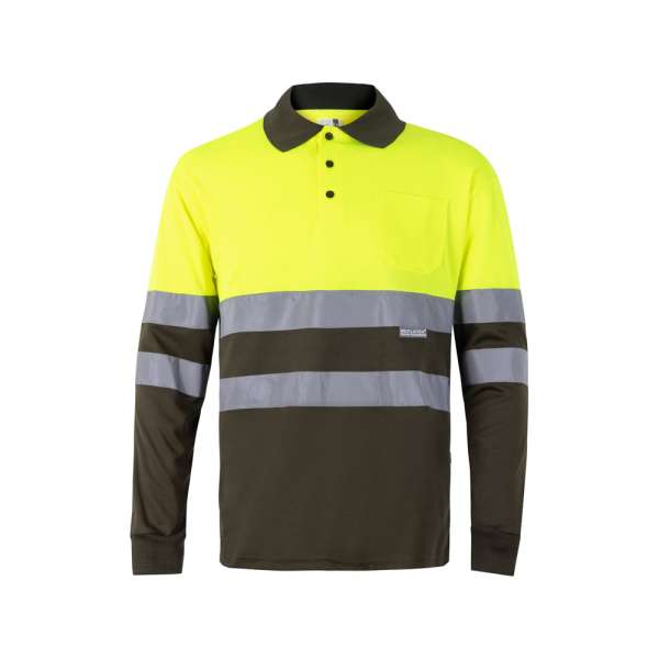 VL VULCAN LARGE Zweifarbiges Poloshirt im Bird-Eye-Design (160g / m²) mit langen Ärmeln, aus Polyest