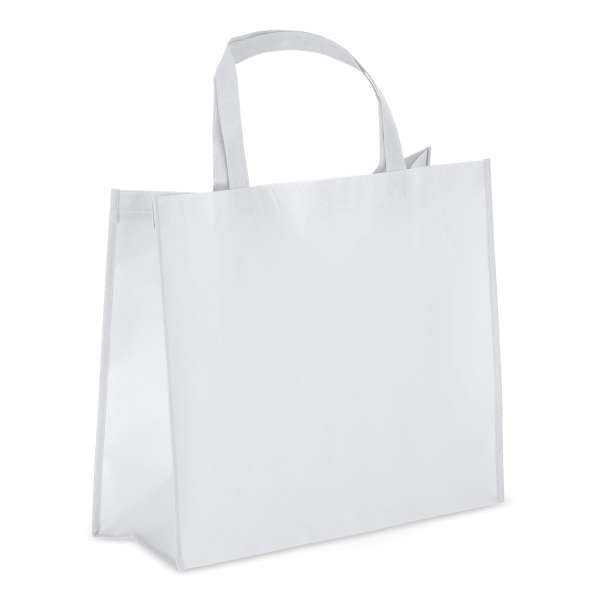 R-PET Tragetasche aus laminiertem Non Woven 40 x 16 x 35cm 105g/m²