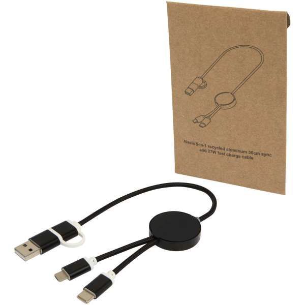 Alasia 30 cm 5-in-1 Kabel aus recyceltem Kunststoff für Datenübertragung und 27W Schnellladung