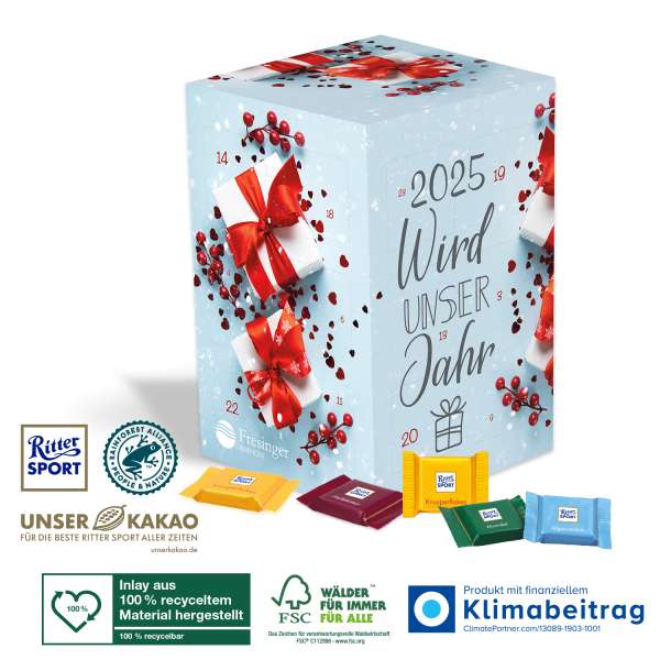 Adventskalender Cube "XL" mit Ritter SPORT Schokolade