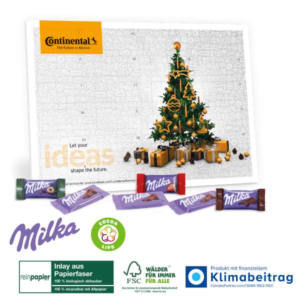 Tisch-Adventskalender Organic mit Milka Schokolade Mix