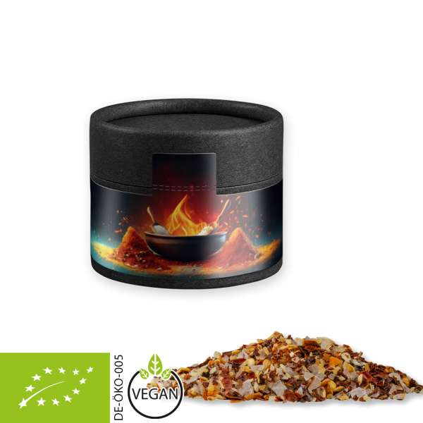 Bio Gewürzmischung Feuer und Flamme, ca. 40g, Kraftpapierdose Mini schwarz