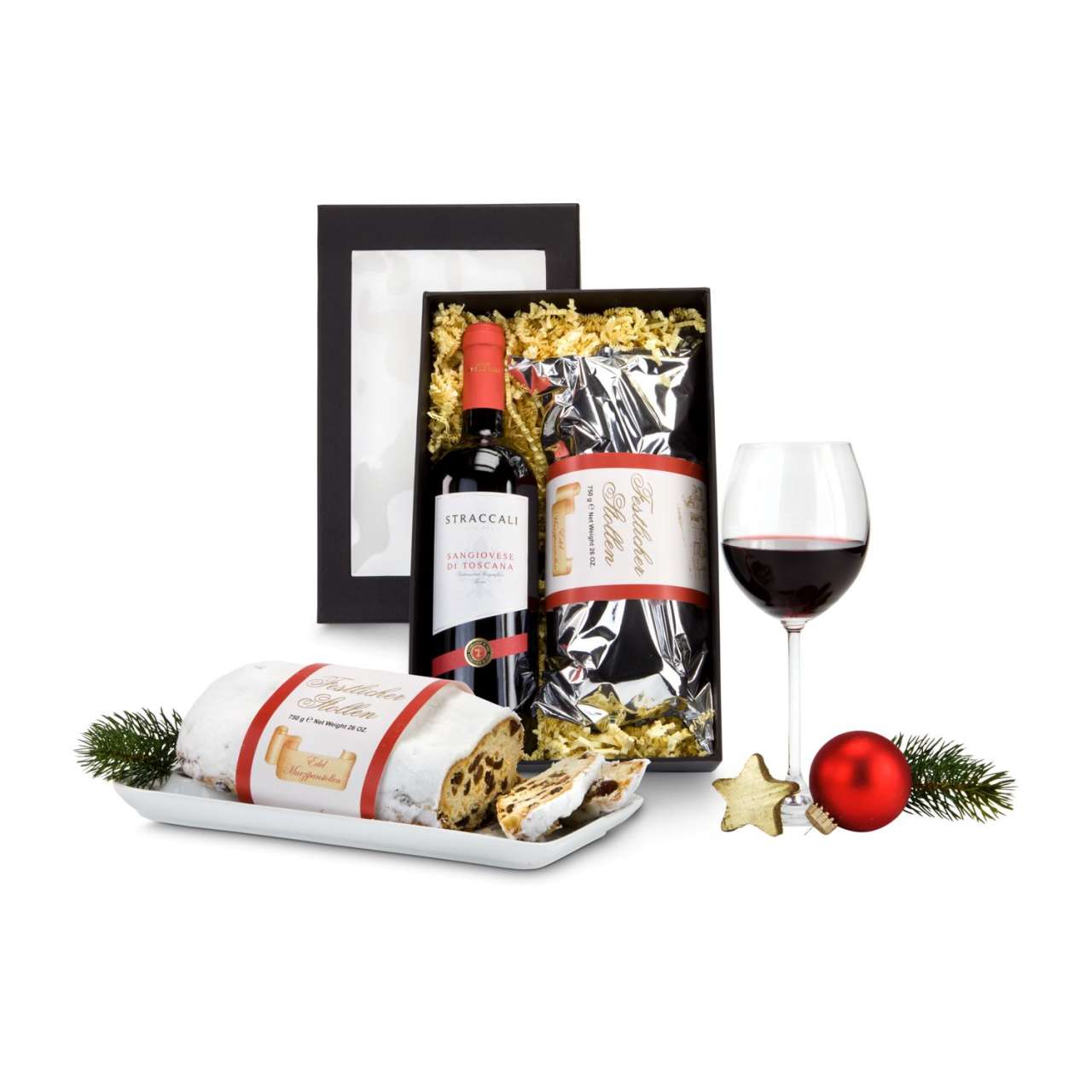 Geschenkset / Präsenteset: Rotwein & Stollen