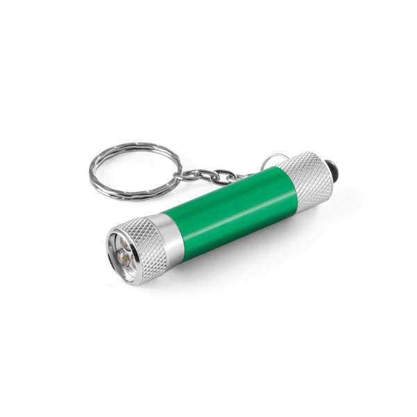 RE-LERGAN Schlüsselanhänger aus Aluminium (92% recycelt) mit 3-Licht-LED-Taschenlampe