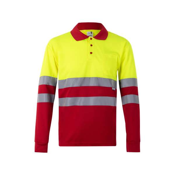 VL VULCAN LARGE Zweifarbiges Poloshirt im Bird-Eye-Design (160g / m²) mit langen Ärmeln, aus Polyest