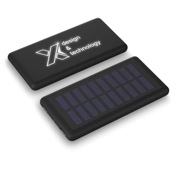 SCX. design P30 8000 mAh Solar Powerbank mit Leuchtlogo