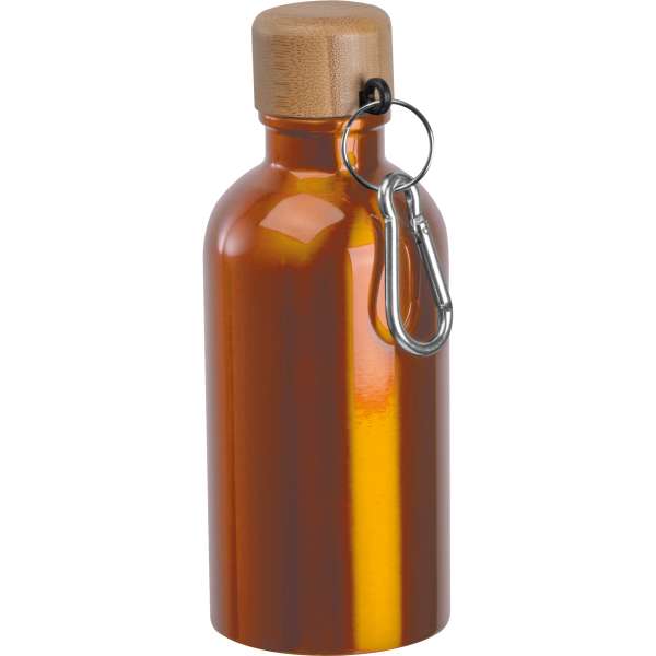 Edelstahltrinkflasche mit Karabiner, 400ml