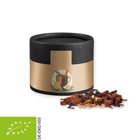 Bio Glühweingewürz fein, ca. 25g, Biologisch abbaubare Eco Pappdose Mini schwarz