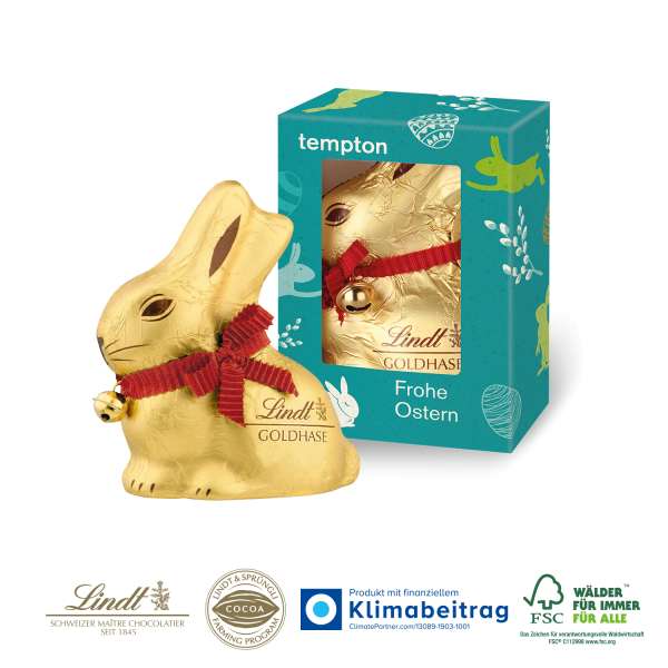 Werbekartonage "Lindt Goldhase" 100 g auf Graspapier