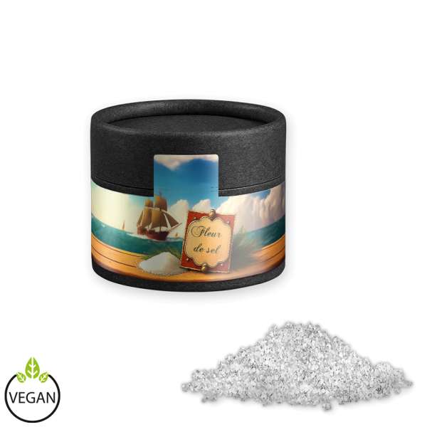 Fleur de Sel, ca. 40g, Kraftpapierdose Mini schwarz