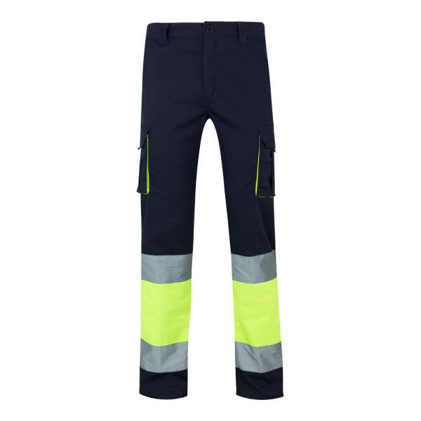 VL ZEUS Zweifarbige Stretch-Hose mit mehreren Taschen (240 g / m²), aus Baumwolle (46 %), EME (38 %)