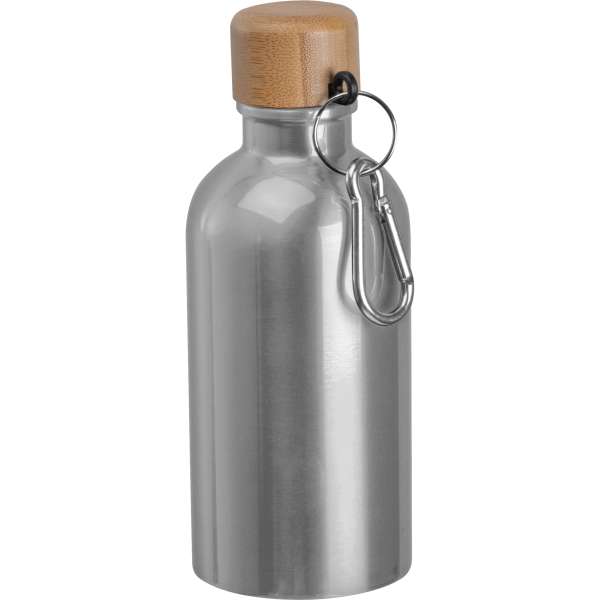 Edelstahltrinkflasche mit Karabiner, 400ml