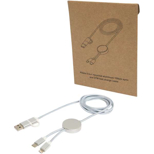 Alasia 150 cm 5-in-1 Kabel aus recyceltem Kunststoff für Datenübertragung und 27W Schnellladung