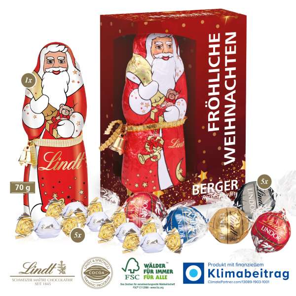 Premium-Präsent mit Lindt Weihnachtsmann "Maxi"