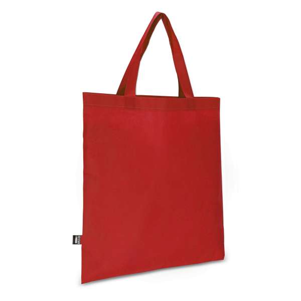 R-PET Tragetasche aus Non Woven mit kurzen Griffen 38 x 42cm 75g/m²