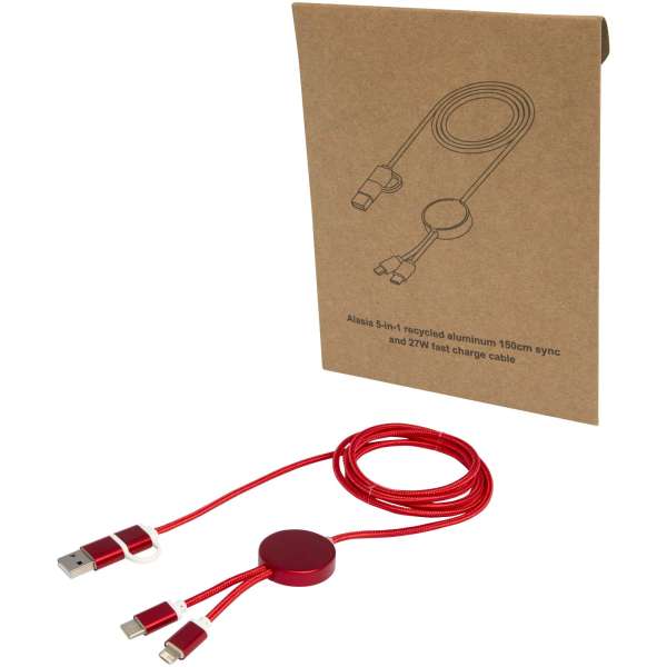 Alasia 150 cm 5-in-1 Kabel aus recyceltem Kunststoff für Datenübertragung und 27W Schnellladung