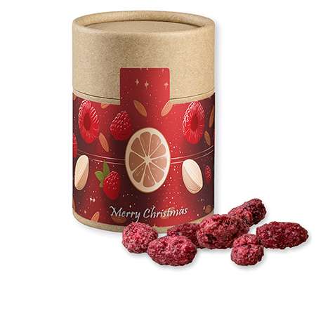 Gebrannte Mandeln Himbeere, ca. 80g, Biologisch abbaubare Eco Pappdose Midi