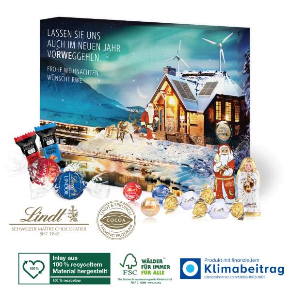 Adventskalender Lindt "Premium-Selection", Inlay aus 100% recyceltem Material