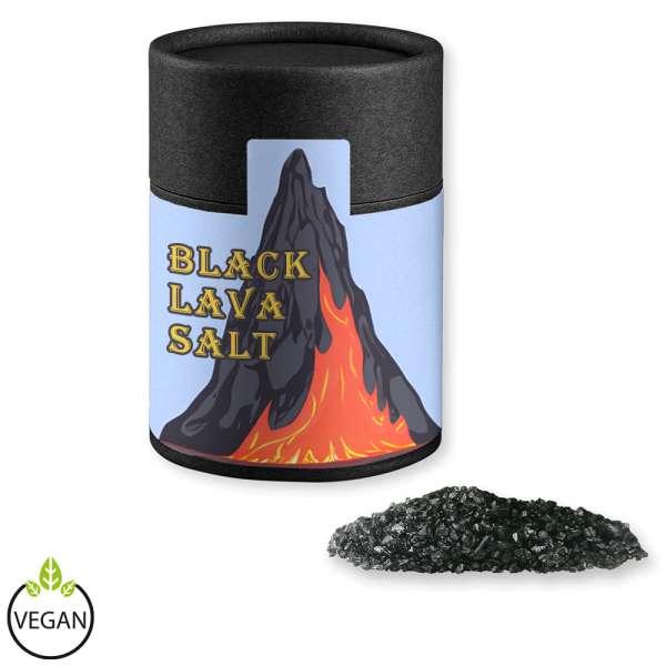 Gewürzmischung Black Lava Salz, ca. 135g, Kraftpapierdose Midi schwarz