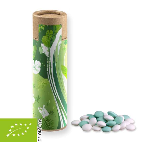 Bio Mint Schokolinsen, ca. 30g, Kraftpapierrolle