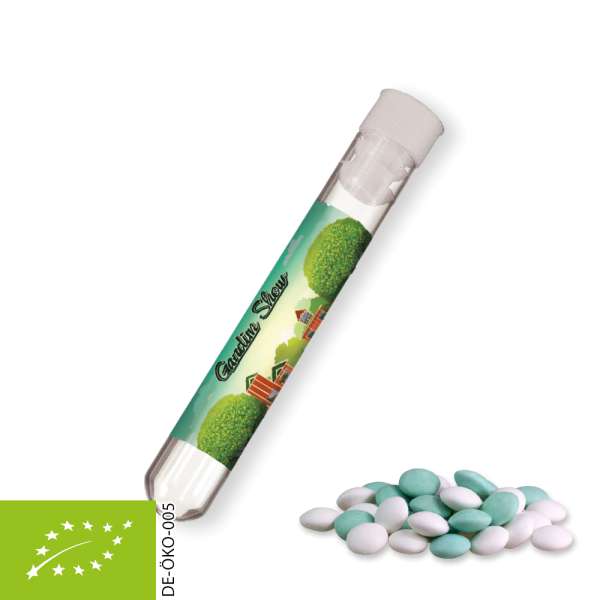 Bio Mint Schokolinsen, ca. 10g, Reagenzglas