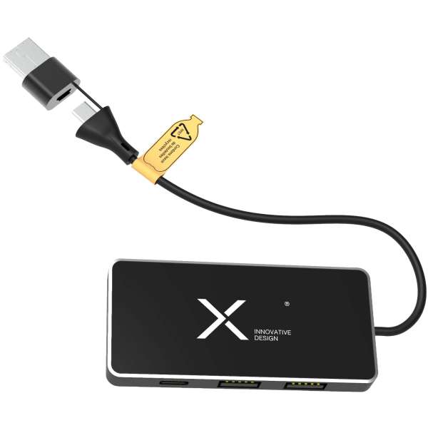 SCX. design H20 8-in-1 USB-Hub mit dualem Eingang und 6 Ports und Leuchtlogo