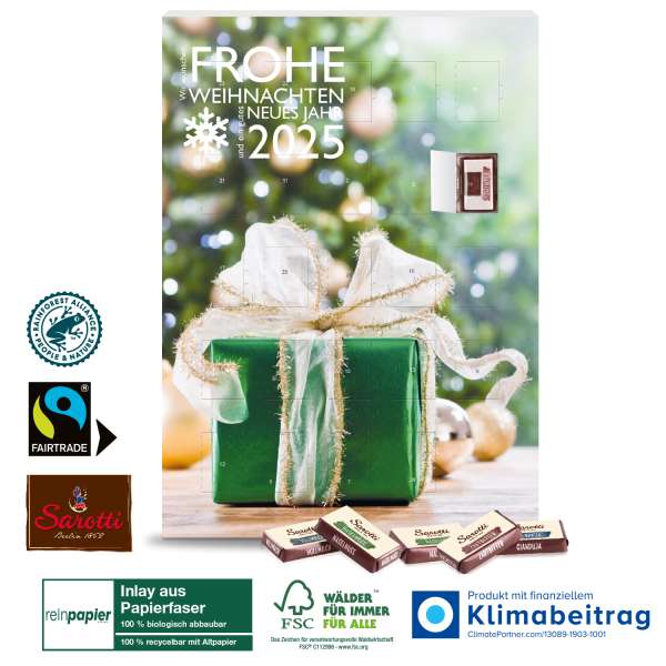 Wand-Adventskalender Organic mit Fairtrade-Kakao