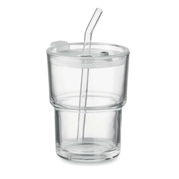 Glasbecher mit Trinkhalm 400ml SIP