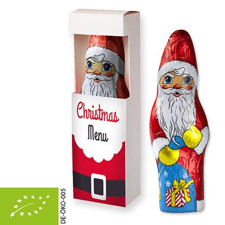 Bio Schoko Weihnachtsmann, ca. 75g, Faltschachtel mit Sichtfenster