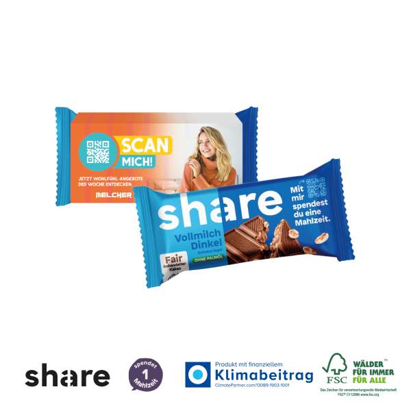 Share Vollmilch-Dinkel Schokoriegel, 45 g