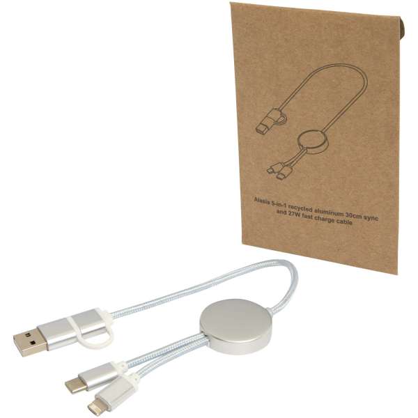 Alasia 30 cm 5-in-1 Kabel aus recyceltem Kunststoff für Datenübertragung und 27W Schnellladung