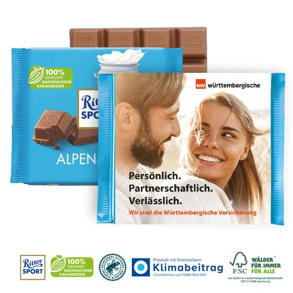 Ritter SPORT mit Werbebanderole, 100 g