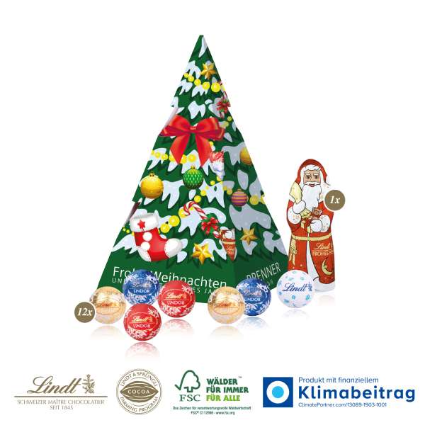 Präsent "Weihnachtsbaum" mit Lindt Minis und Nikolaus