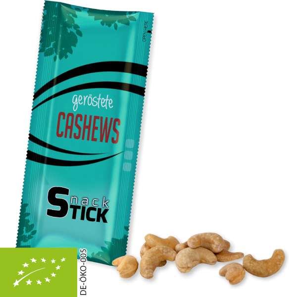 Bio Cashewkerne geröstet gesalzen, ca. 15g, Snack Stick