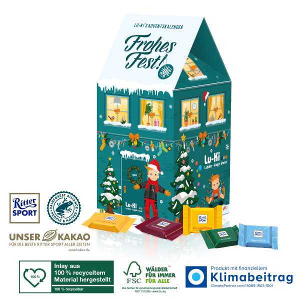 Adventskalender-Haus "XL" mit Ritter SPORT Schokolade