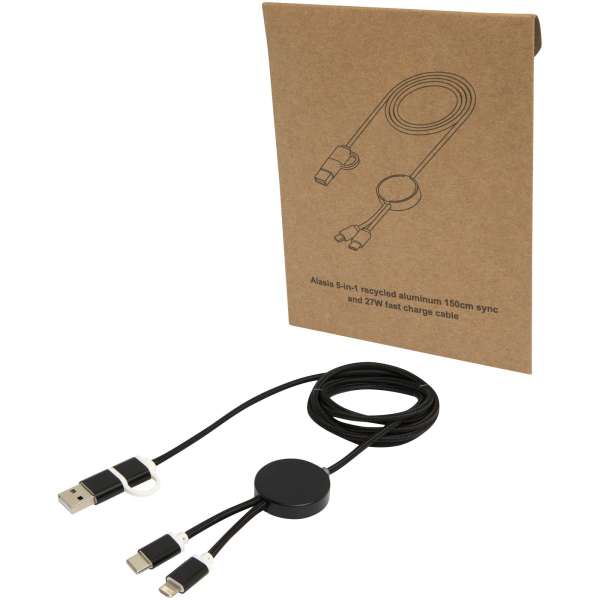 Alasia 150 cm 5-in-1 Kabel aus recyceltem Kunststoff für Datenübertragung und 27W Schnellladung