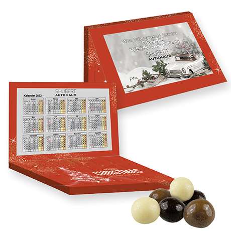 Knusperkugeln-Mix, ca. 50g, Adventskalender Mini mit Standard-Design mit Werbekarte