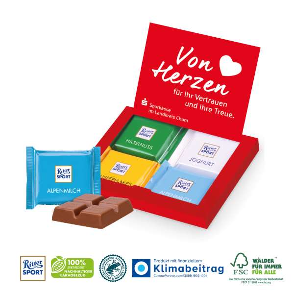 Mini-Grußkarte mit Ritter SPORT Schokolade